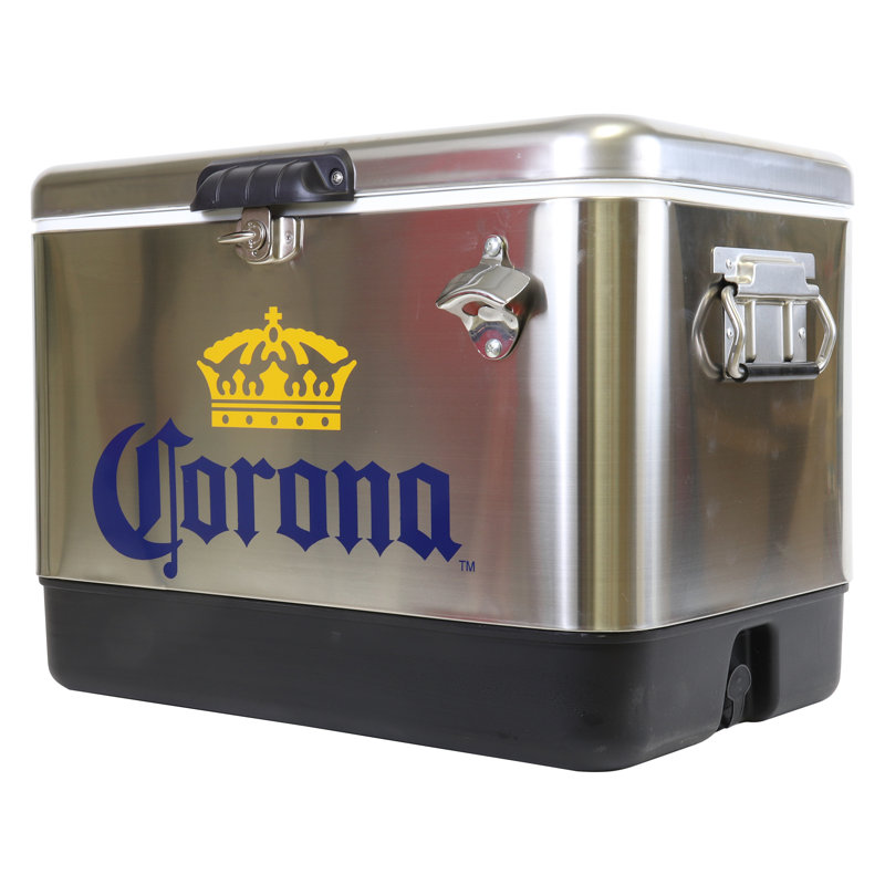 Corona Glacière glacière avec ouvre-bouteille, glacière portative en acier inoxydable de 85 canettes pour le camping, la saison, la plage, la pêche et les barbecues