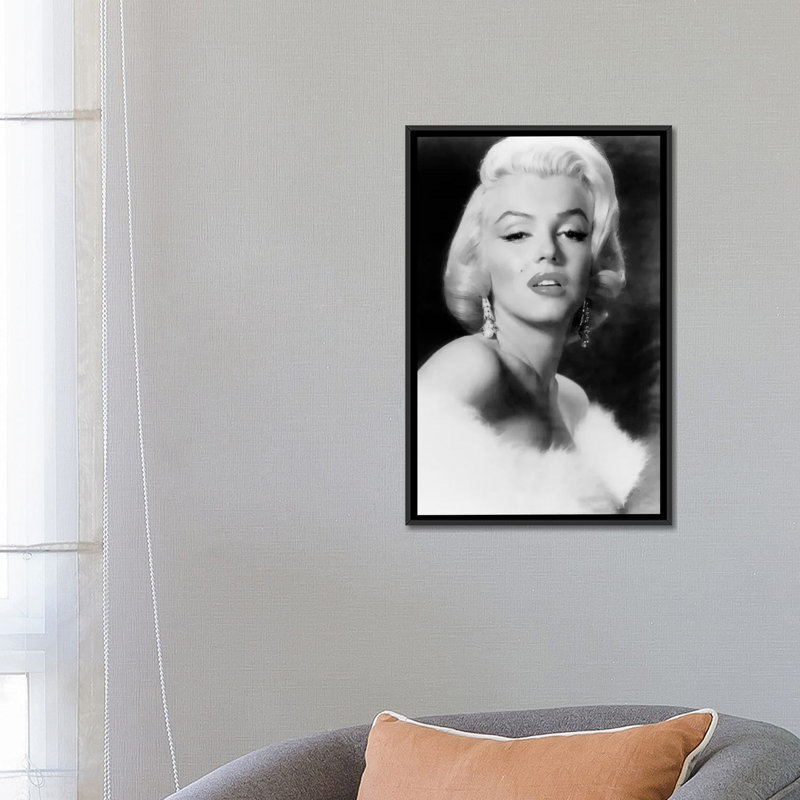 " Classic Marilyn Monroe Pose I " by Radio Days, 26" H x 18" W x 1.5" D, Black Framed Canvas, No Mat