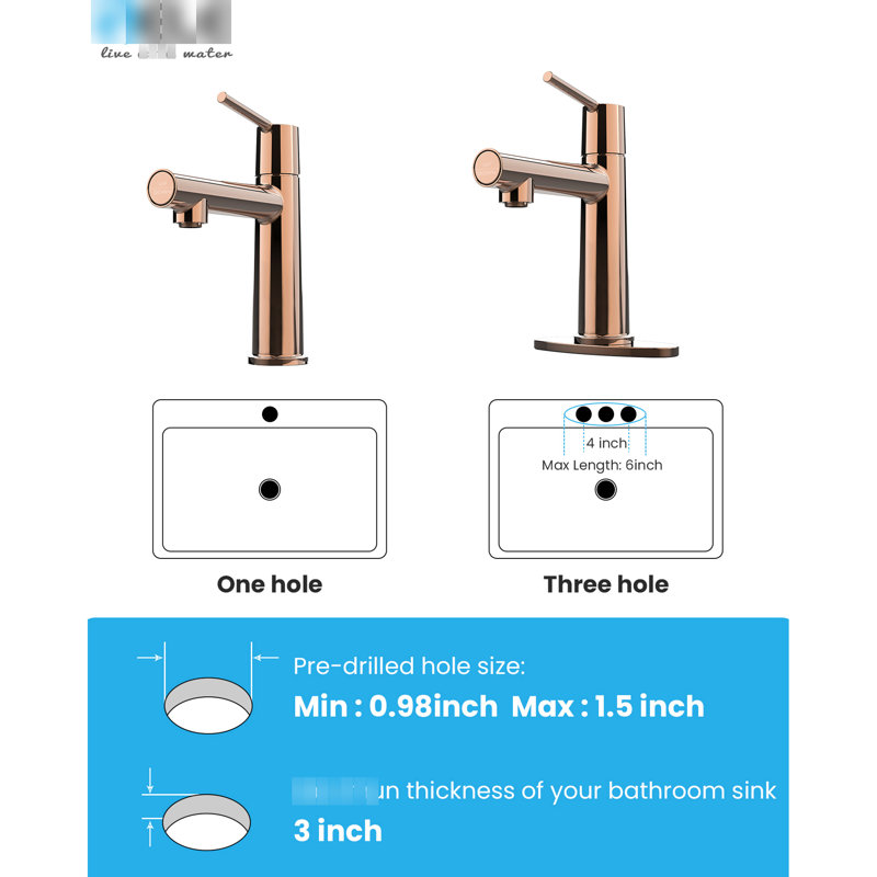 Exquisite Rose Gold Deck Mount Bathroom Tap - 1 Hole, Single Lever, Dual Flow Option, Scratch- Finish, Simple Install Method Sink Faucet Water Saving Feature, Plating, Effortless Guide