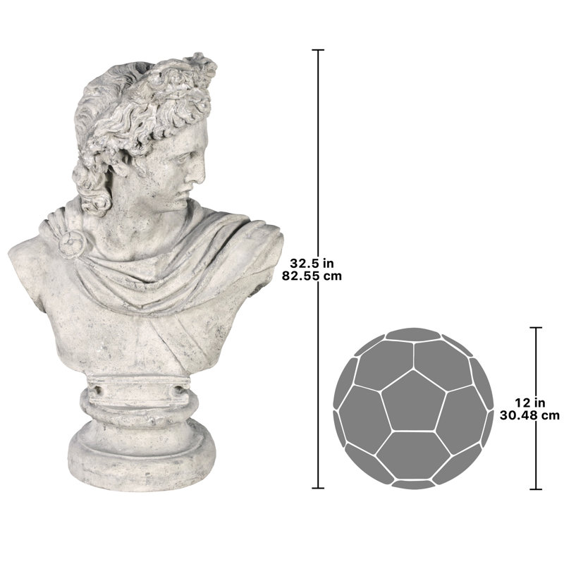 Apollo Belvedere Bust and Plinth Weather Resistant UV Resistant Polyresin Garden Statue