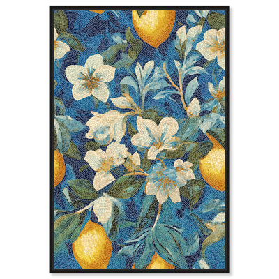 "Lemon Mosaic II", reproduction d'art sur toile par Art Remedy, cadre noir, 10 x 15