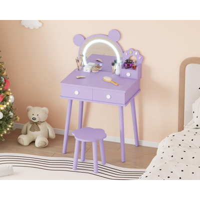 Ensemble de coiffeuse en forme d'ours avec lumières et table de maquillage Princess