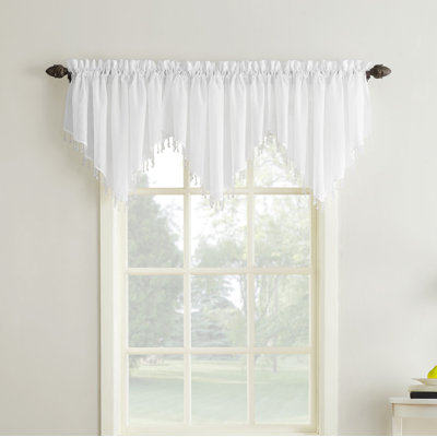 Mardis Beaded Tassels Crushed Sheer Voile Ascot Window Valance