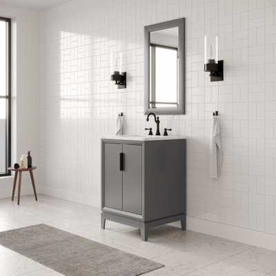 Ensemble de meuble-lavabo de comptoir en marbre blanc Carrara Elizabeth de 24 po avec miroir Elizabeth