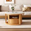 Élégante table basse gigogne avec plateau en marbre, rangement à deux niveaux et tiroir, idéale pour les espaces de vie organisés et élégants