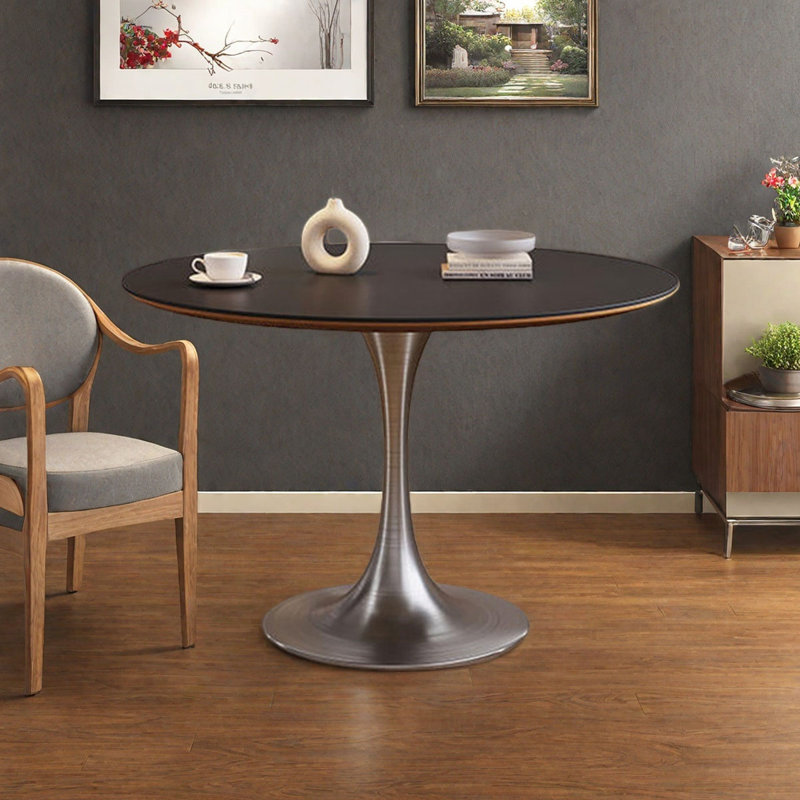 Retro Round Table with Rock-Solid Steel Legs, 29.5"H x 39.4"L x 39.4"W