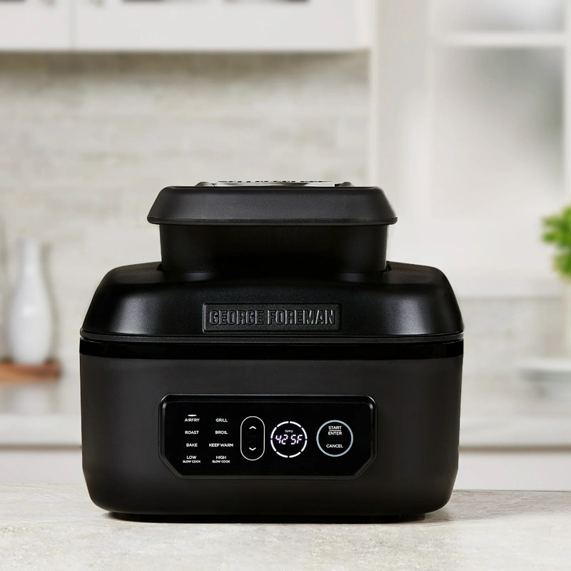 George Foreman Beyond Gril 7-In-1 Electric Indoor Grill With Air Fry Technology, MCAFD800D, Black, Large