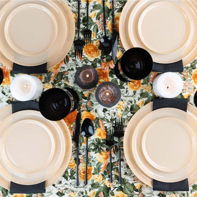 Assiettes jetables rondes en plastique 10,6 pouces Ecoqualité Edge Collection pour 110 invités, 110