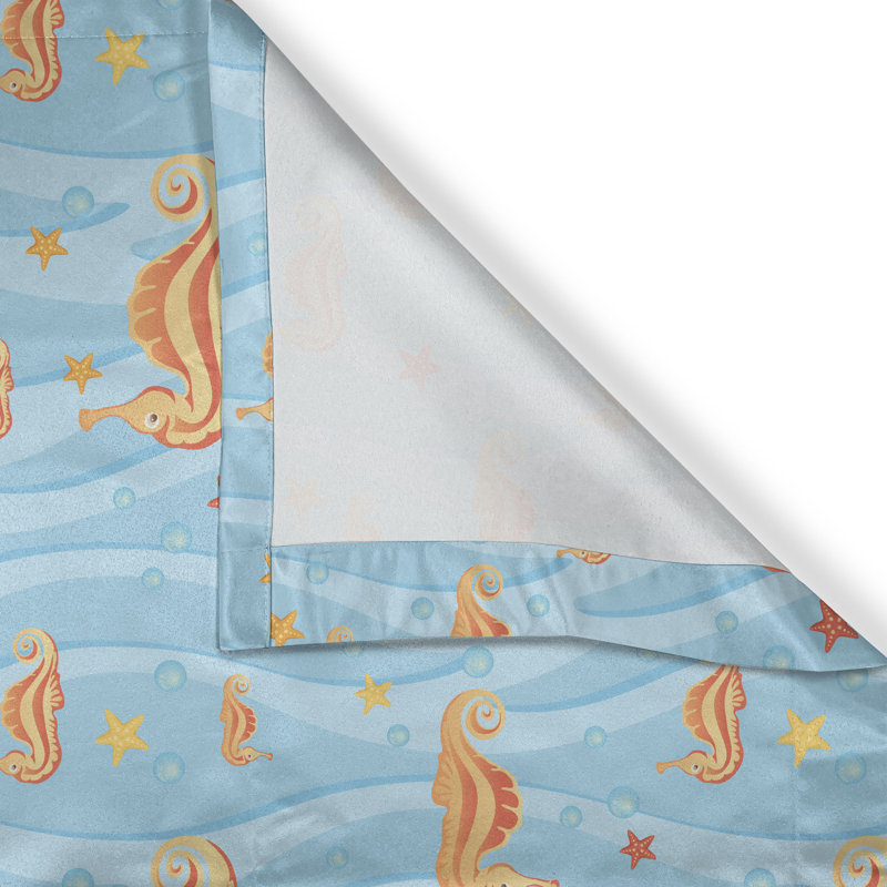 Rideau 2 panneaux à œillets East Urban Home Ocean, 50 po, bleu orange, L 50 po x L 108 po