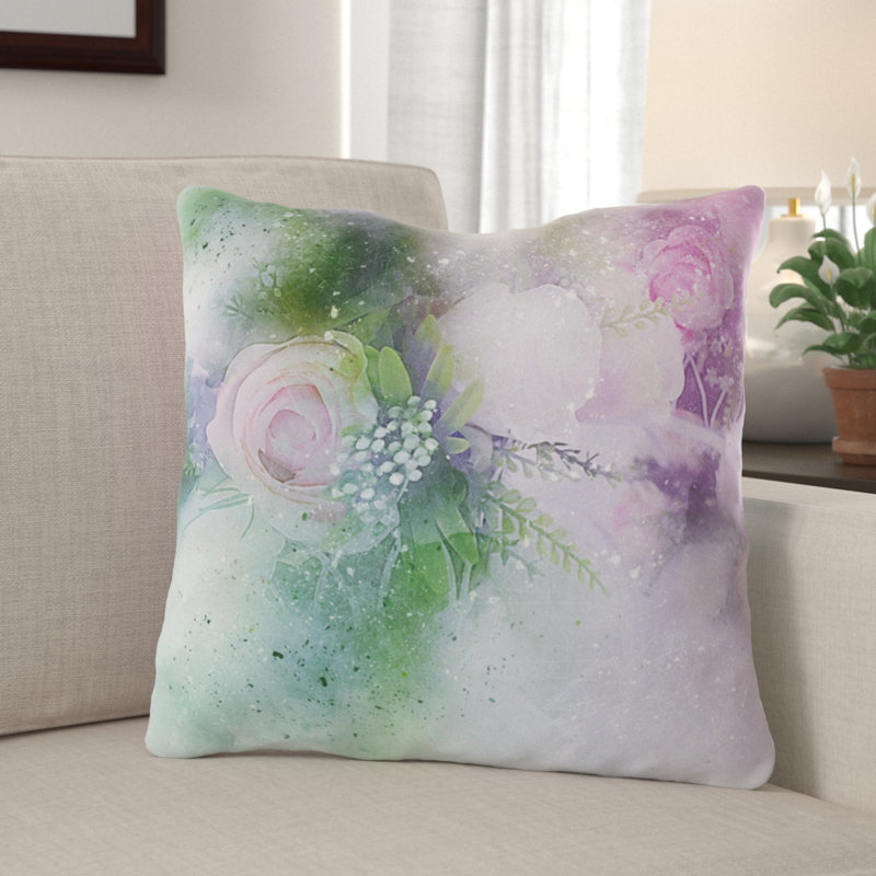 Coussin Flowers, Microsuède, Intérieur