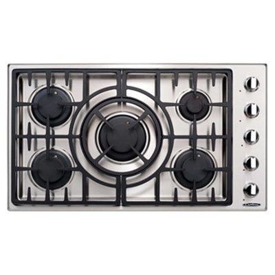 Capital Maestro 20" 22" 24" 30" 36" 40" 48" 60" Silver Smart 5 Burner Cooktop with Dual Size Power Burner and with Downdraft Ventilation