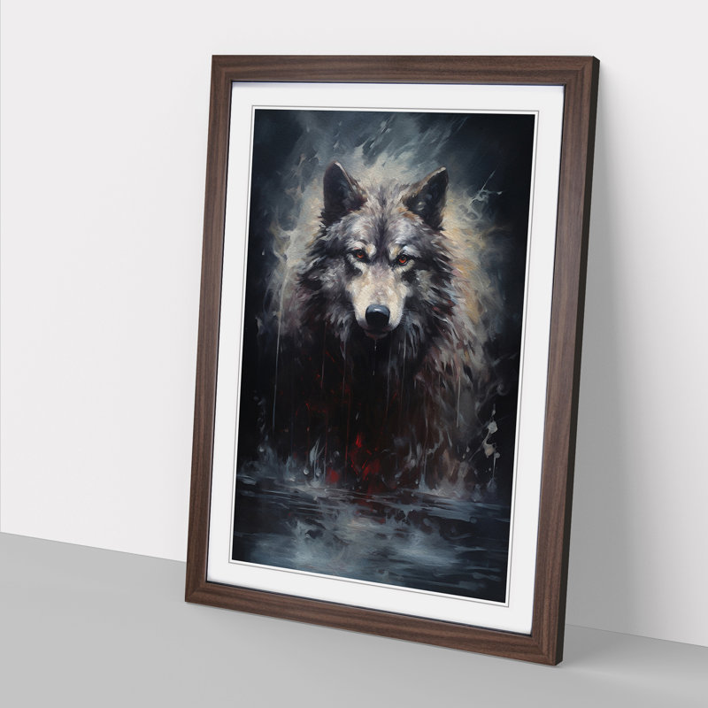 Wolf Contemporary No.3 Framed Print, 64cm H x 46cm W x 2cm D, Walnut 