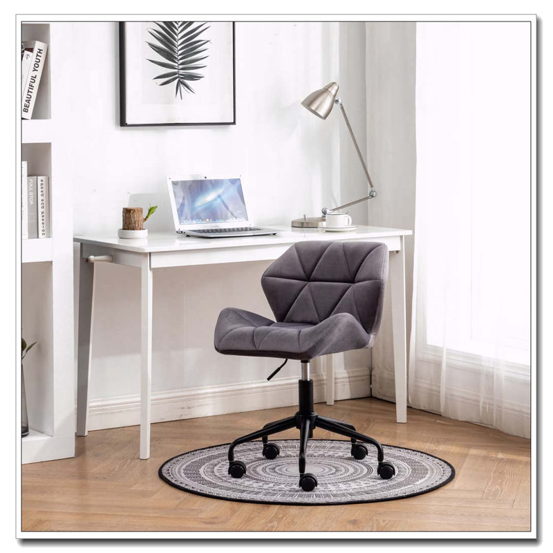 Chaise de bureau pivotante en velours, Grey Velvet