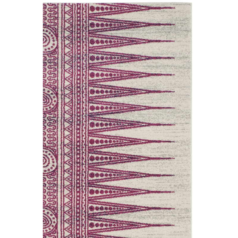 Tapis ivoire / fuchsia Abbingt, Rectangle 3 pi x 5 pi