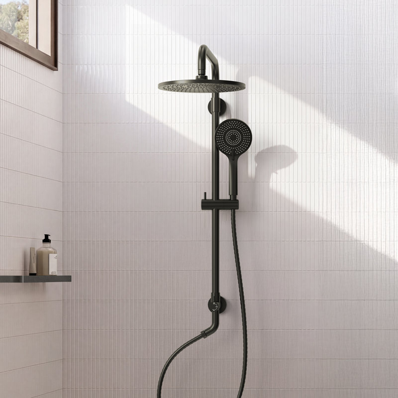 Ensemble de garniture de douche murale, pomme de douche à pluie 10 "avec barre coulissante et poignée de douche , Noir mat