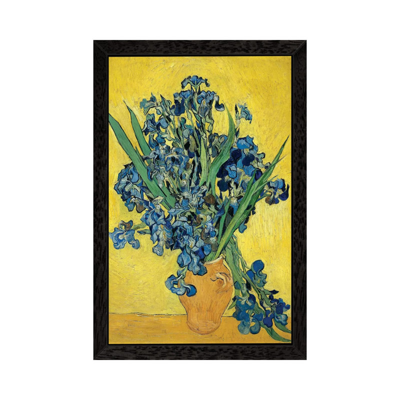 Irises, 1890 by Vincent Van Gogh - Floater Frame Painting on Canvas, Black Framed