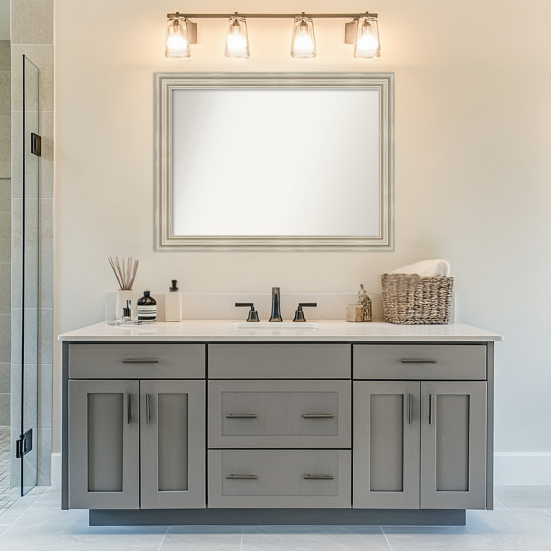 Miroir de salle de bain mural Sierra, 32.5" x 43.5", Argent argent