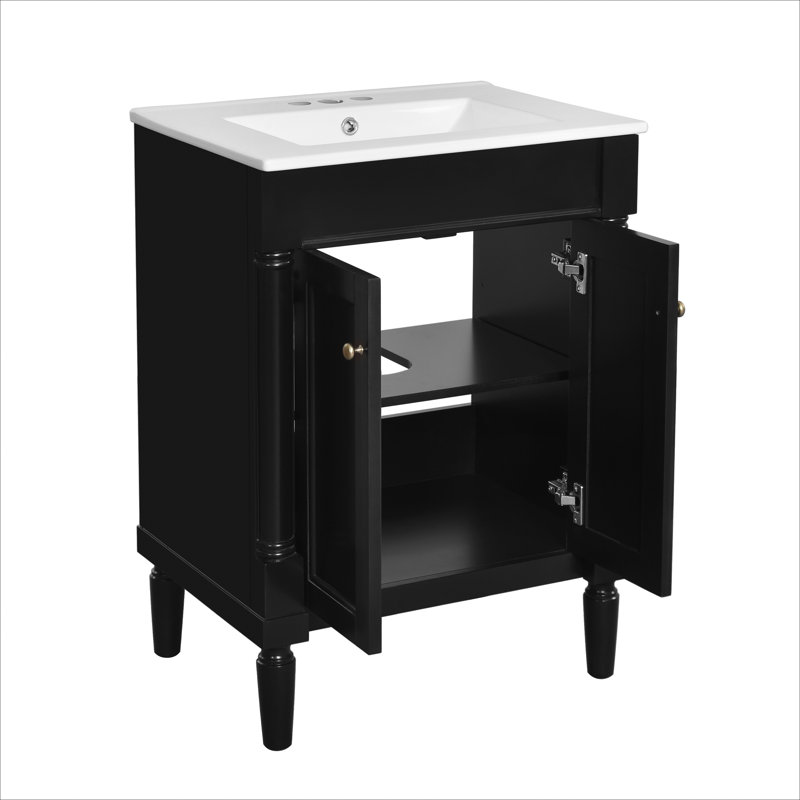 Meuble-lavabo 24 po avec lavabo supérieur, Noir