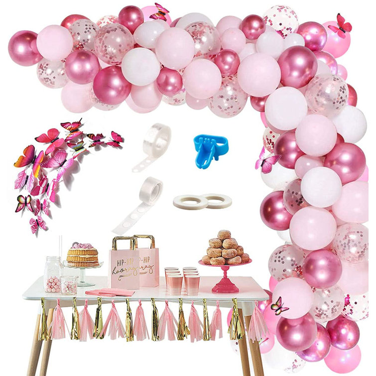 Butterflies Balloon Garland Pink Birthday Party Decorations Wedding Baby  Shower Room Layout Arch Set Hot Pink Balloon Party Supplies 