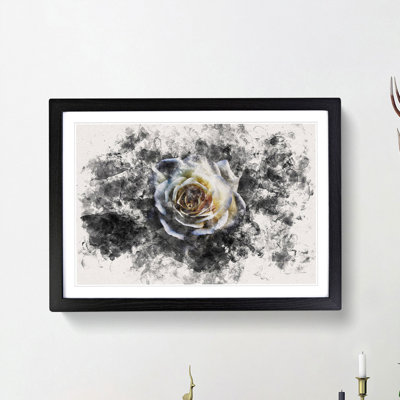 A Crisp White Rose Watercolour - Picture Frame Graphic Art Print