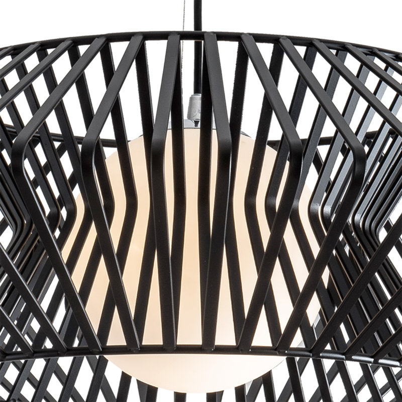 Salamanca 1 - Light Unique / Statement Geometric Pendant with Wrought Iron Accents