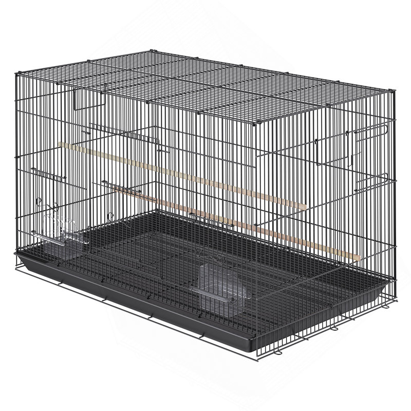 Cage à oiseaux spacieuse en métal pour perroquets et petits perroquets avec support roulant