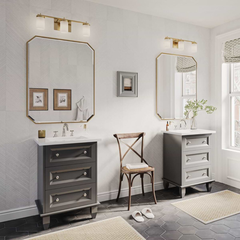 Nora 24" Freestanding Standard Single Bathroom Vanity with Top, Gray, White Quartz, 24"