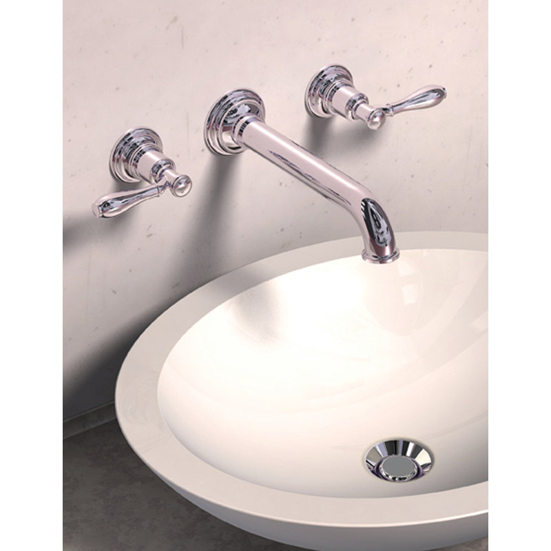 Ithaca Wall Mount Bathroom Faucet, Polished Chrome