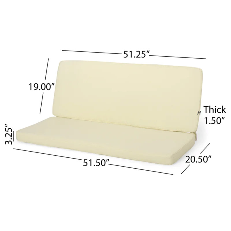 Roomfitters Carolina 3-Piece Cushion Set for Loveseat and Club Chairs, Water Repellent Fabric, Cream, Cream