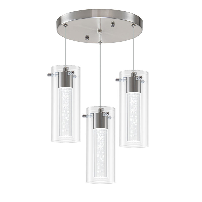 Kamarian 3 - Light LED Cluster Pendant, Brushed Nickel