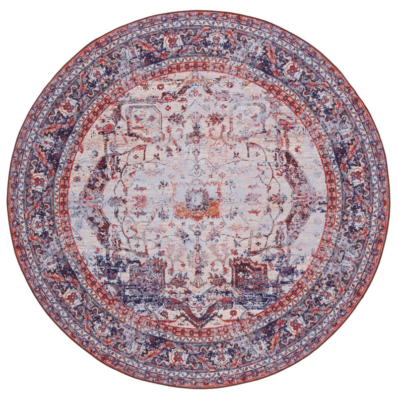 Tapis beige / rouge Jetsyn Performance, Rond 6 pi