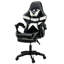 Fauteuil de jeu ergonomique en similicuir noir et blanc avec repose-pieds