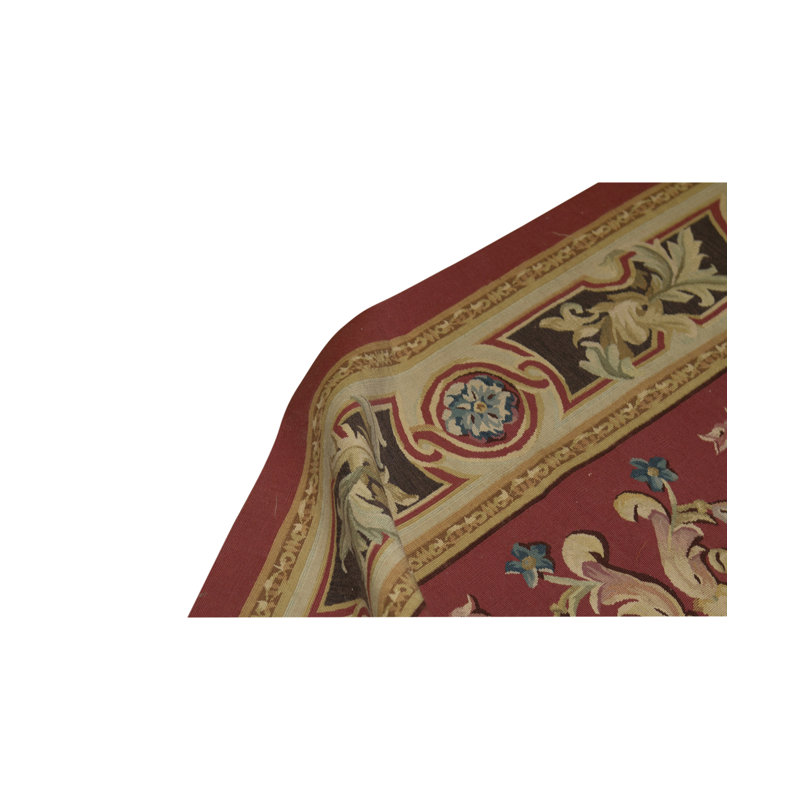 Hand-Knotted Aubusson High-Quality Red/Beige/Blue Area Rug