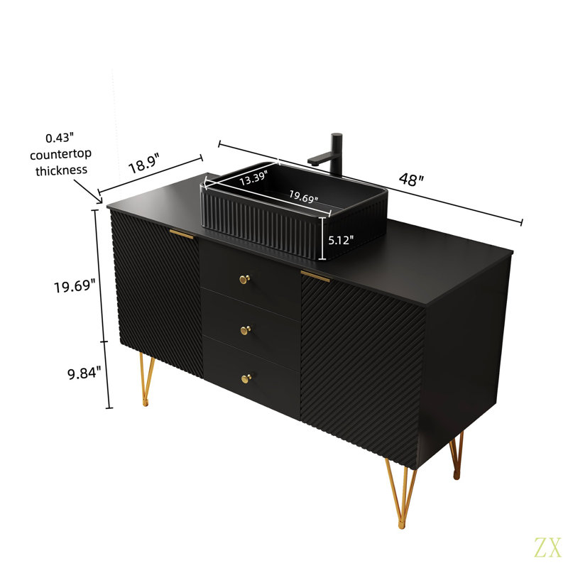 Meuble-lavabo autoportant en contreplaqué GEMA, 48"