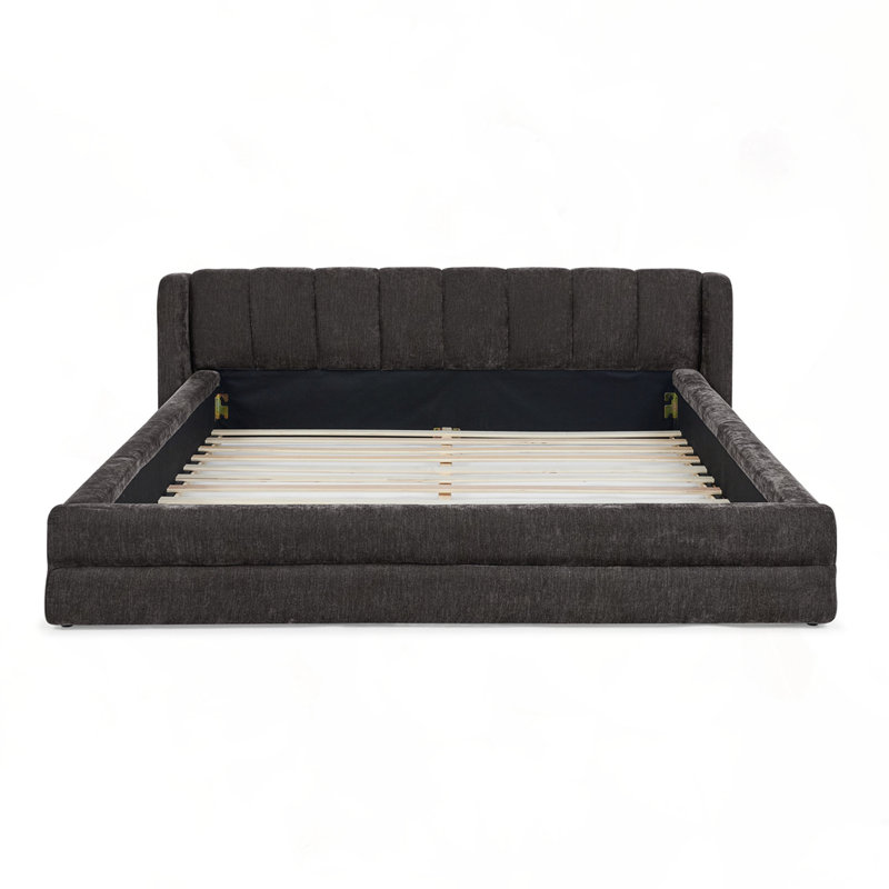 Base de lit tapissier grand, Gris foncé