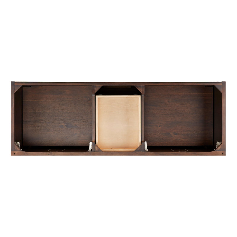 Patzi 60" Chocolate Bark Brown Double Basin Vanity Set with Carrara Marble Top