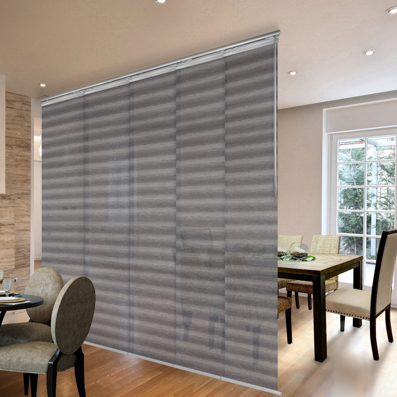Store vertical semi-diaphane noir Ottoline, Noir ottoline / nickel satiné, L 110 po x L 116 po