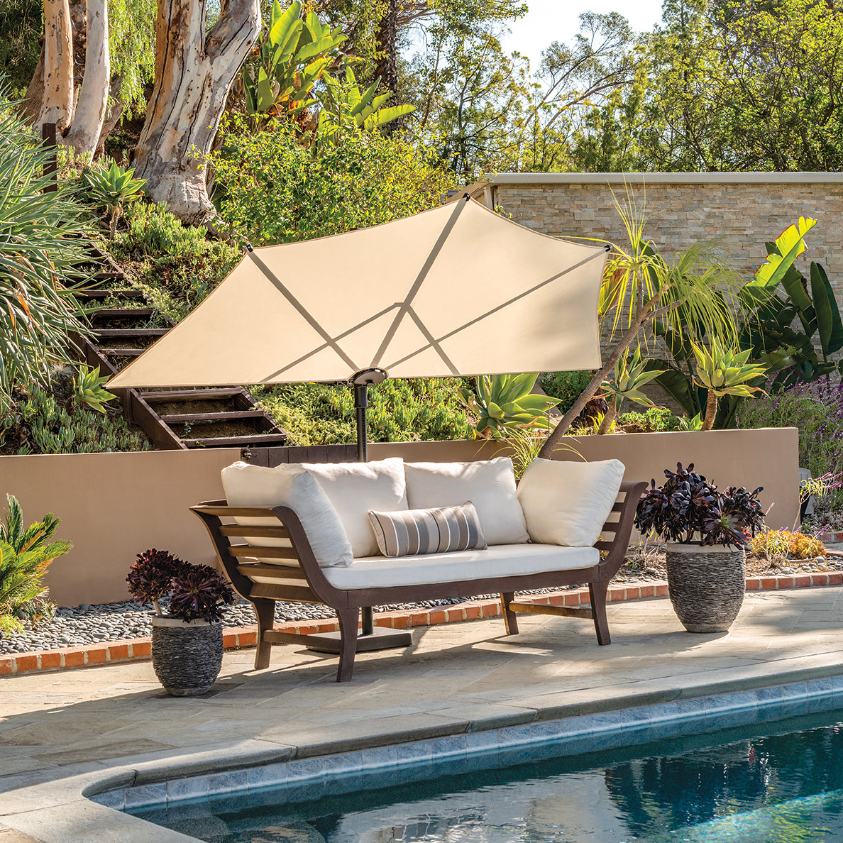 Ellen 4.8' Market Umbrella, Antique Beige Sunbrella® Canvas