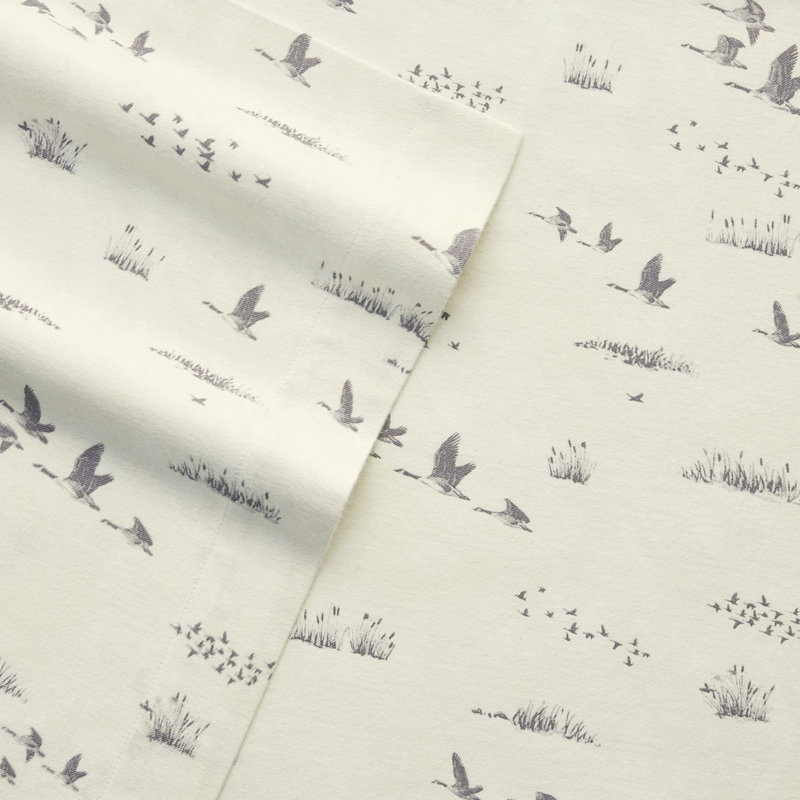 Ensemble de draps 100% coton 200 fils, Ensemble de draps pour lit simple avec 1 taie d'or, Pré des oies