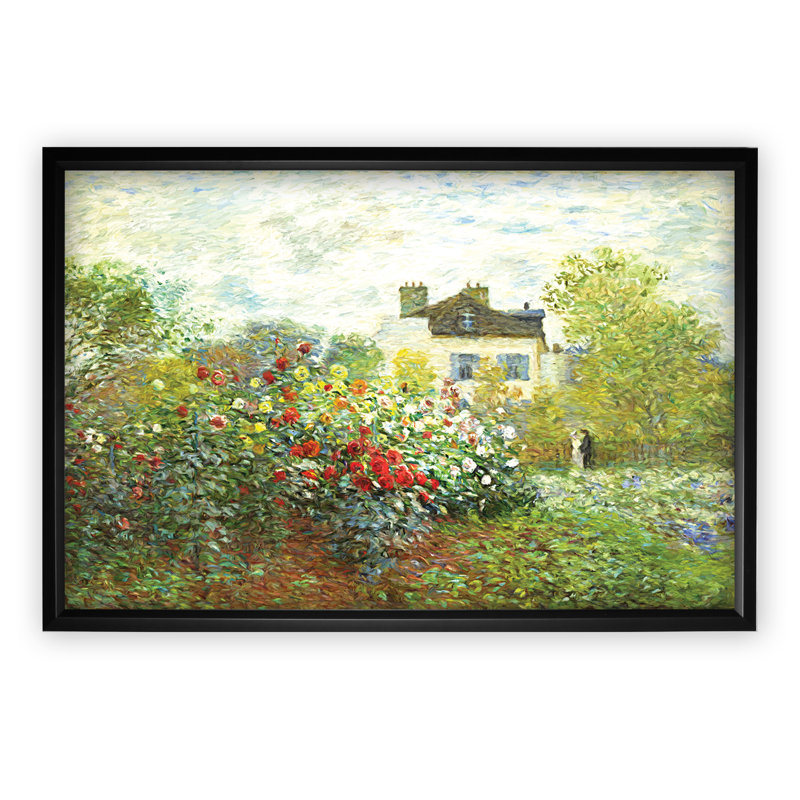 Le jardin de l'artiste - reproduction, H 31 po x l 43 po x P 1,5 po, Cadre noir, Blanc mat