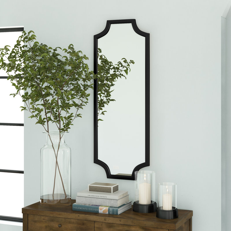 Miroir d'appoint Mertztown Glam, Noir, 48 po x 18 po