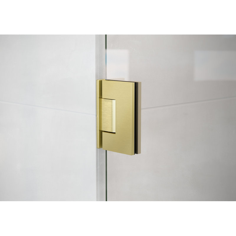 46" W Pivot Frameless Shower Door, Satin Brass