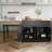 86.61" Mid-Century Extendable Kitchen Islands on Wheels with Roman column legs, Dining Table Cart with Storage-1514973319