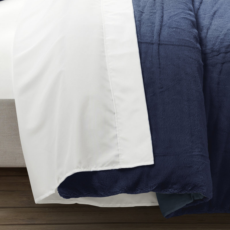 Ensemble d'édredon en microfibre 7 pièces , Édredon de très grande taille et 6 pièces suppl, Bleu marine