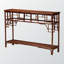 Console Clemency avec finition en rotin brun foncé et tablette ouverte, H 34,12 po x l 48,89 po x P 12,67 po
