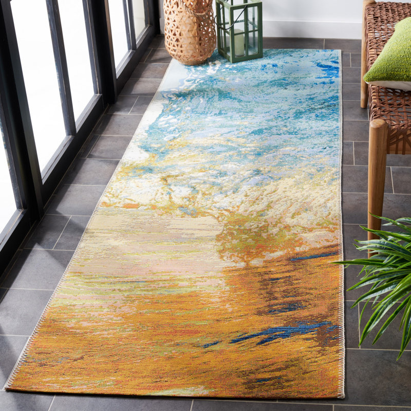 Tapis d'intérieur / extérieur abstrait Keshbridge 500 Performance, Tapis de couloir 2 pi 8 po x 8 pi