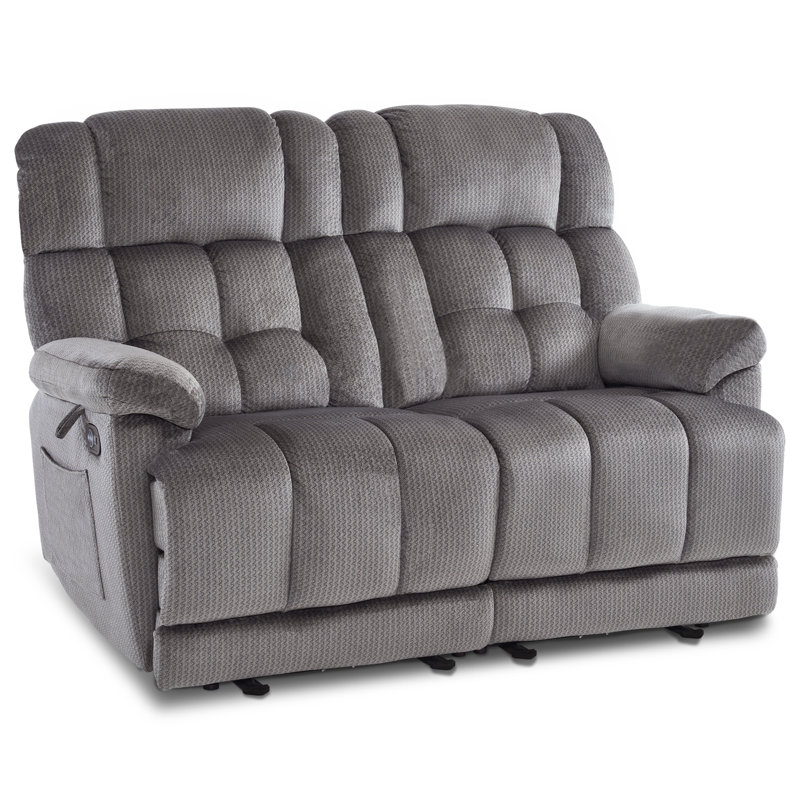 Causeuse inclinable électrique en tissu avec chaleur et massage Kenso, port de charge USB, 100 % polyester gris