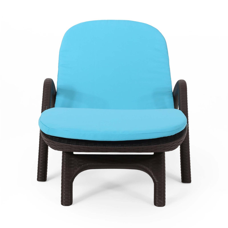 Outdoor Chaise Lounge With Cushion, Blue