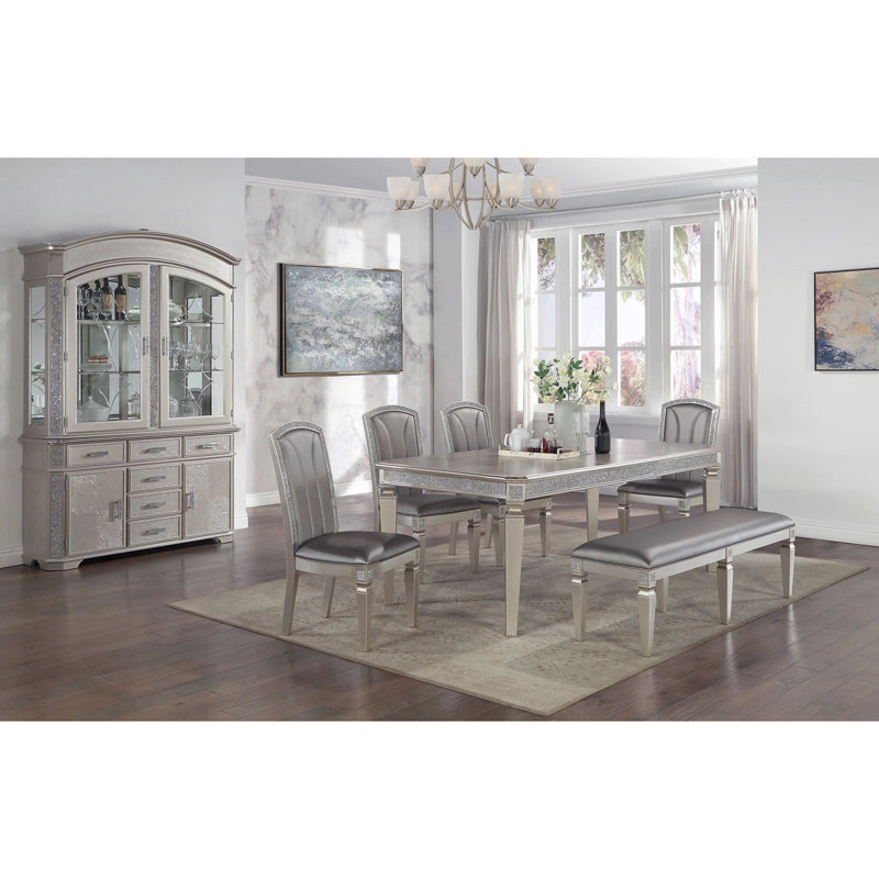 Ensemble de table de salle à manger moderne avec banc Algrid L 82,09 x l 64,09