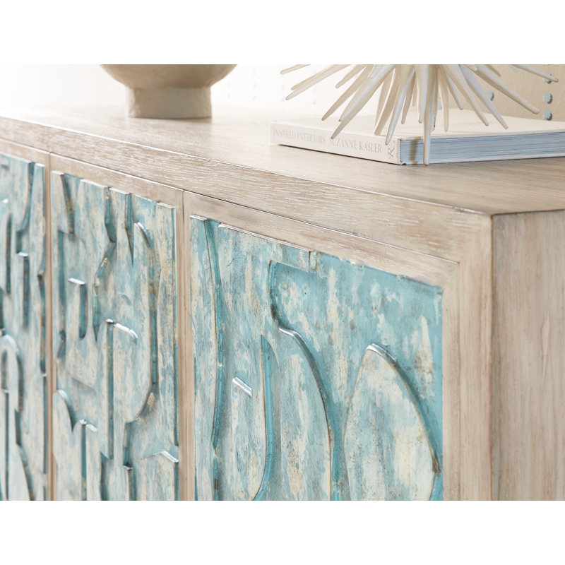 Pikaso Blue and White Oak Veneer Credenza
